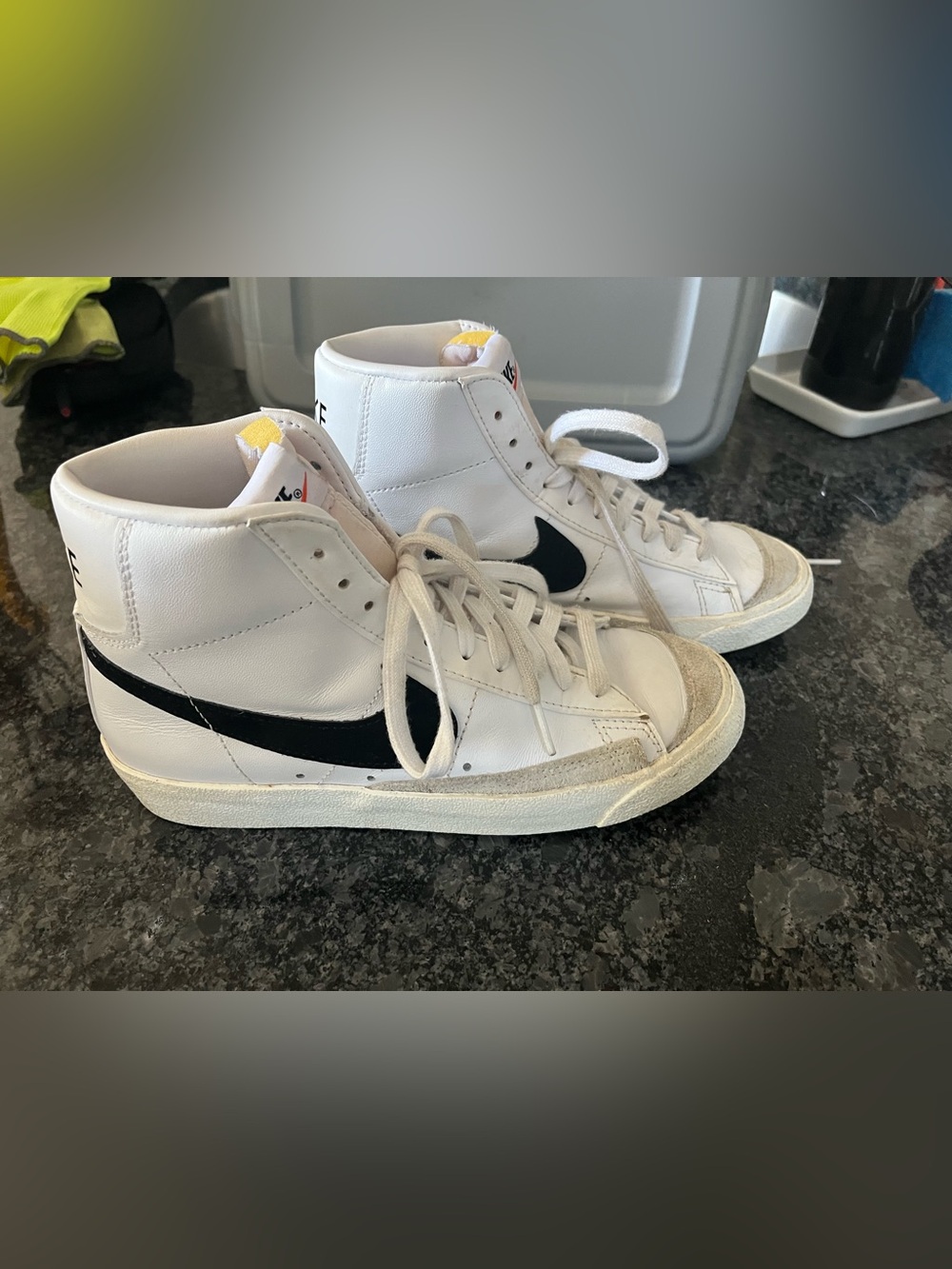 Nike Blazer Mid '77 Shoes Womens 7 White Black High Top Leather CZ1055-100